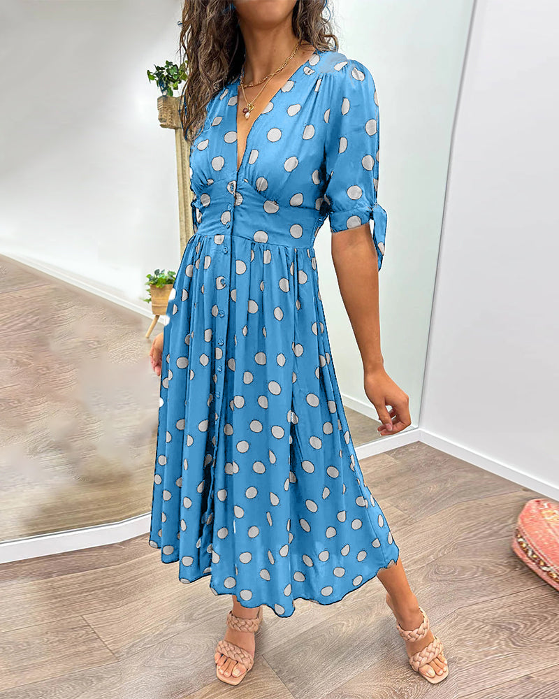 Selena | Kleid mit V-Ausschnitt und Polka Dots